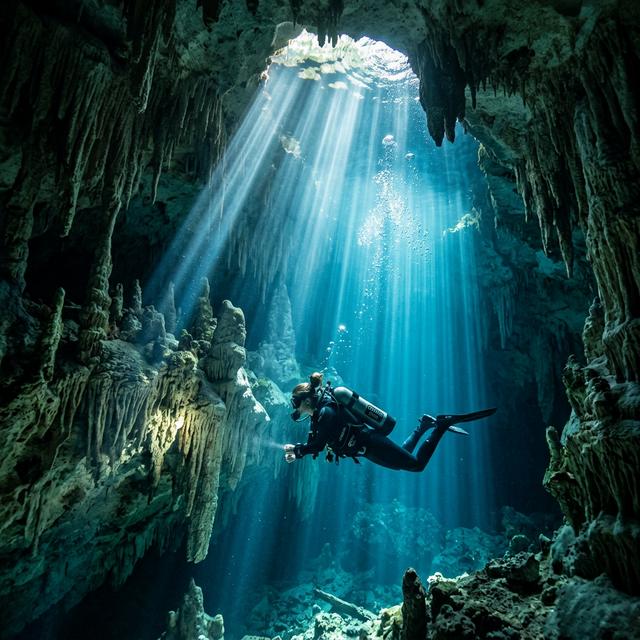 Buceo en Cenotes en Riviera Maya - Formaciones de estalactitas y luces mÃ¡gicas